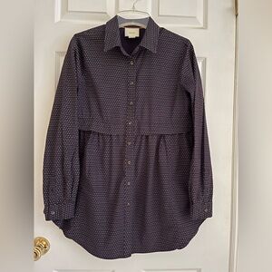 SOLD - On another Platform! Maeve Anthropologie Navy Polka Dot Tunic  Shirt